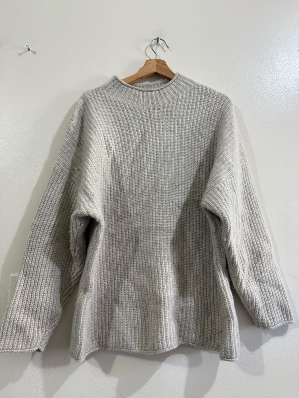 Zulu & Zephyr Light Gray Ribbed Crewneck Sweater